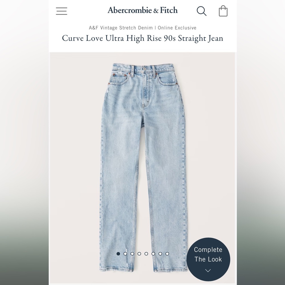 NWOT - Abercrombie & Fitch - curve love the 90s straight ultra high rise